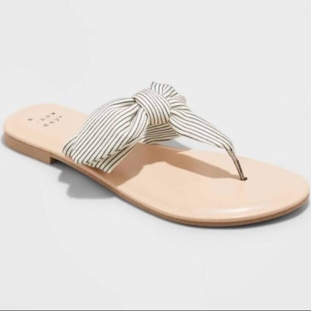 a new day Striped Fabric Bow Sandals